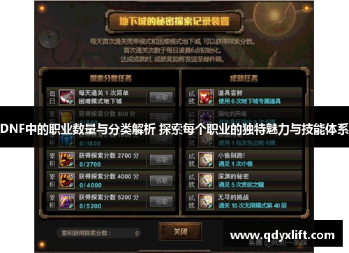 DNF中的职业数量与分类解析 探索每个职业的独特魅力与技能体系